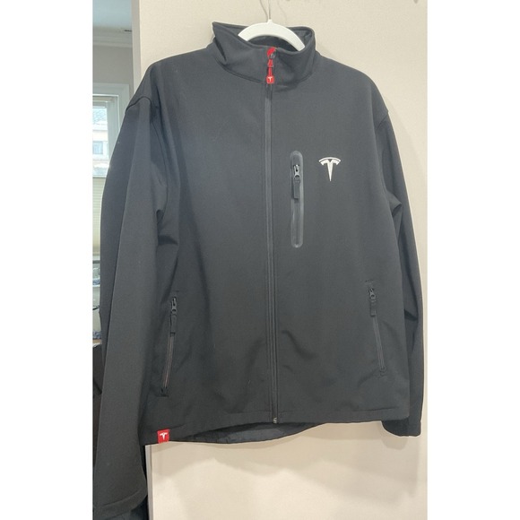 Tesla Motors Corporate Jacket LargeBlack Fleece Lined Full Zip Mock Neck